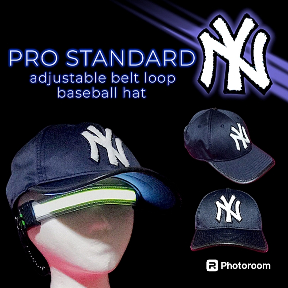 New York Yankees Baseball Cap, Vintage Pro Standard Adj Belt Loop Navy Hat, MLB